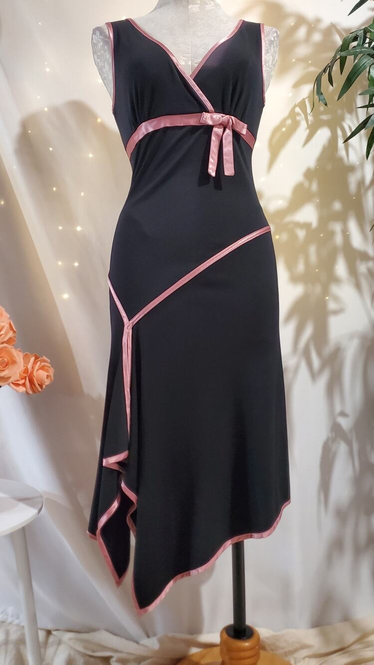 Vtg Ruby Rox 90s Y2K Asymmetrical Satin Bow Babydoll Dress Size M WhimsyGoth USA